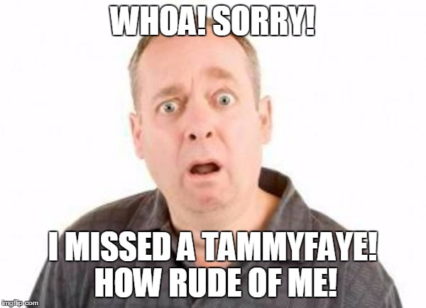 WHOA! SORRY! I MISSED A TAMMYFAYE! HOW RUDE OF ME! | made w/ Imgflip meme maker