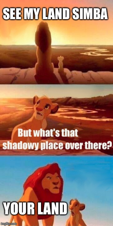 Simba Shadowy Place | SEE MY LAND SIMBA; YOUR LAND | image tagged in memes,simba shadowy place | made w/ Imgflip meme maker