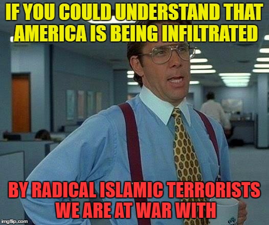 That Would Be Great Meme | IF YOU COULD UNDERSTAND THAT AMERICA IS BEING INFILTRATED; BY RADICAL ISLAMIC TERRORISTS WE ARE AT WAR WITH | image tagged in memes,that would be great | made w/ Imgflip meme maker