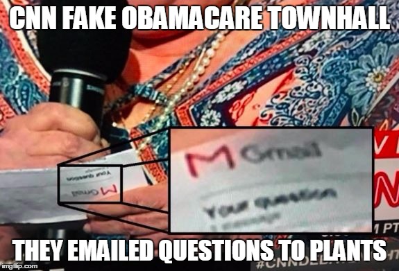 CNN FAKE OBAMACARE TOWNHALL; THEY EMAILED QUESTIONS TO PLANTS | image tagged in cnn question email | made w/ Imgflip meme maker
