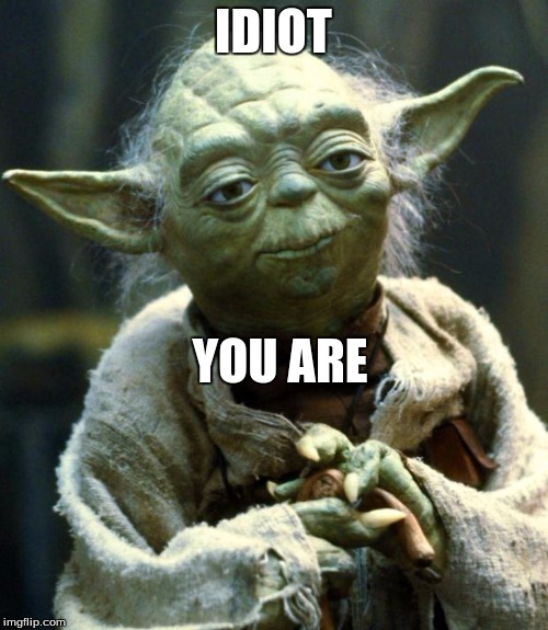 Star Wars Yoda Meme | IDIOT YOU ARE | image tagged in memes,star wars yoda | made w/ Imgflip meme maker