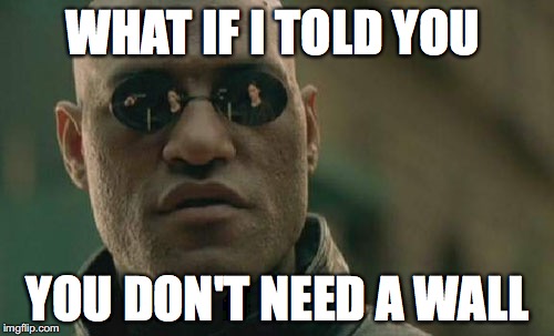 Matrix Morpheus Meme | WHAT IF I TOLD YOU; YOU DON'T NEED A WALL | image tagged in memes,matrix morpheus | made w/ Imgflip meme maker