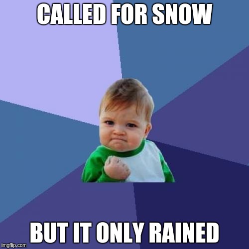 Success Kid | CALLED FOR SNOW; BUT IT ONLY RAINED | image tagged in memes,success kid | made w/ Imgflip meme maker