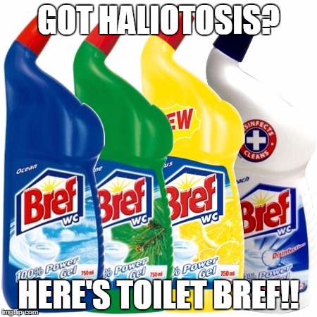 GOT HALIOTOSIS? HERE'S TOILET BREF!! | image tagged in bref | made w/ Imgflip meme maker