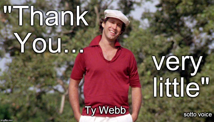 "Thank You... very little"; Ty Webb; sotto voice | image tagged in ty | made w/ Imgflip meme maker