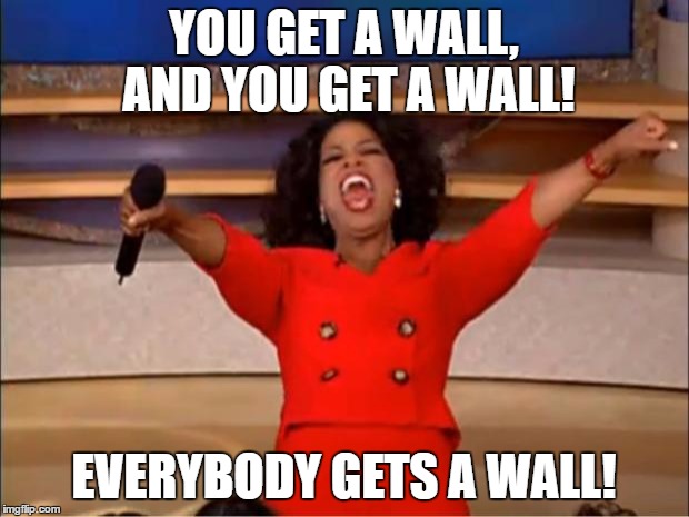 Oprah You Get A | YOU GET A WALL, AND YOU GET A WALL! EVERYBODY GETS A WALL! | image tagged in memes,oprah you get a | made w/ Imgflip meme maker