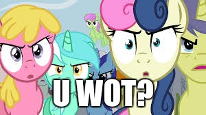 angry group of ponies | U WOT? | image tagged in angry group of ponies | made w/ Imgflip meme maker