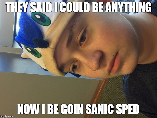 Erd | THEY SAID I COULD BE ANYTHING; NOW I BE GOIN SANIC SPED | image tagged in erd | made w/ Imgflip meme maker