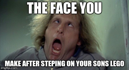 Scary Harry | THE FACE YOU; MAKE AFTER STEPING ON YOUR SONS LEGO | image tagged in memes,scary harry | made w/ Imgflip meme maker