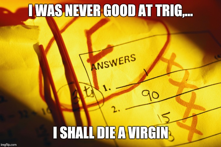 I WAS NEVER GOOD AT TRIG,... I SHALL DIE A VIRGIN | made w/ Imgflip meme maker