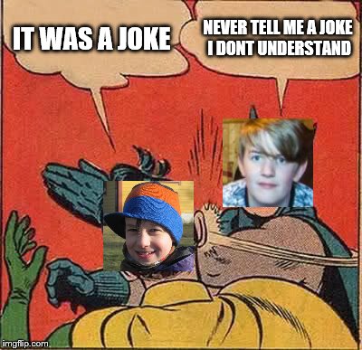 Batman Slapping Robin Meme | IT WAS A JOKE; NEVER TELL ME A JOKE I DONT UNDERSTAND | image tagged in memes,batman slapping robin | made w/ Imgflip meme maker