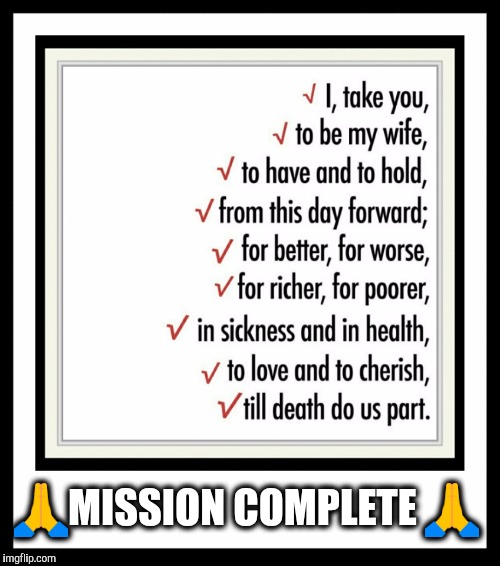 Widower  | 🙏MISSION COMPLETE 🙏 | image tagged in grief,marriage | made w/ Imgflip meme maker