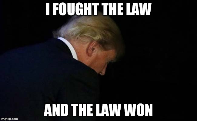 trump law | I FOUGHT THE LAW; AND THE LAW WON | image tagged in trump,law,immigration,court | made w/ Imgflip meme maker
