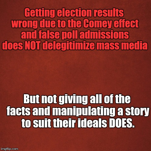 Fox & Breitbart News GUILTY | Getting election results wrong due to the Comey effect and false poll admissions does NOT delegitimize mass media; But not giving all of the facts and manipulating a story to suit their ideals DOES. | image tagged in fake news | made w/ Imgflip meme maker