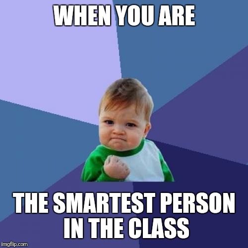 Success Kid Meme | WHEN YOU ARE; THE SMARTEST PERSON IN THE CLASS | image tagged in memes,success kid | made w/ Imgflip meme maker