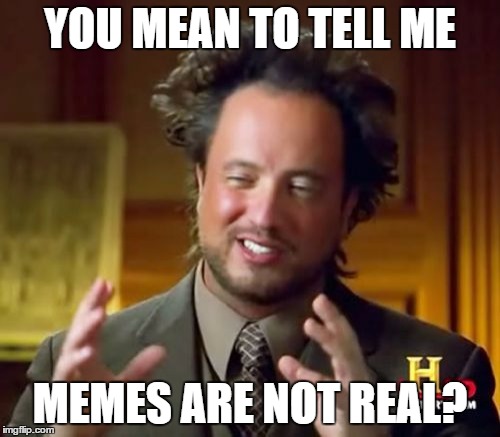 Ancient Aliens | YOU MEAN TO TELL ME; MEMES ARE NOT REAL? | image tagged in memes,ancient aliens | made w/ Imgflip meme maker