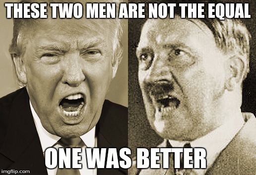 Trump Hitler  | THESE TWO MEN ARE NOT THE EQUAL; ONE WAS BETTER | image tagged in trump hitler | made w/ Imgflip meme maker