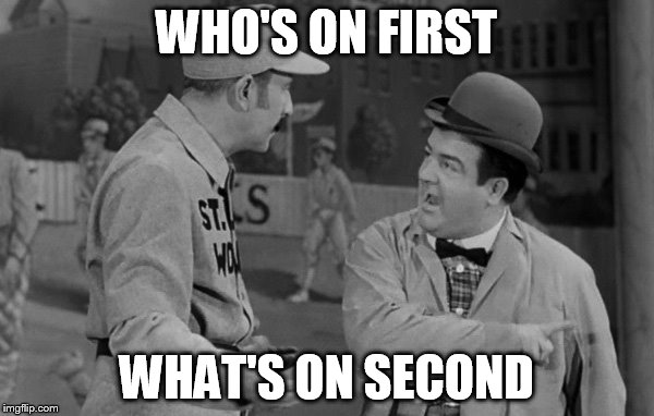 WHO'S ON FIRST WHAT'S ON SECOND | made w/ Imgflip meme maker
