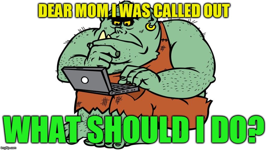 Troll | DEAR MOM I WAS CALLED OUT WHAT SHOULD I DO? | image tagged in troll | made w/ Imgflip meme maker