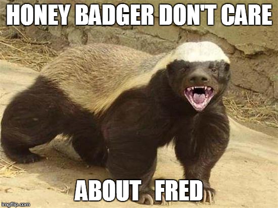 HONEY BADGER DON'T CARE ABOUT   FRED | made w/ Imgflip meme maker