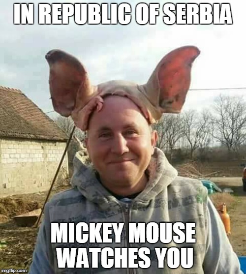 IN REPUBLIC OF SERBIA | IN REPUBLIC OF SERBIA; MICKEY MOUSE WATCHES YOU | image tagged in republic,serbia,mickey,mouse,watch,you | made w/ Imgflip meme maker