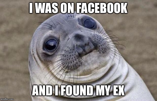 Awkward Moment Sealion Meme | I WAS ON FACEBOOK; AND I FOUND MY EX | image tagged in memes,awkward moment sealion | made w/ Imgflip meme maker
