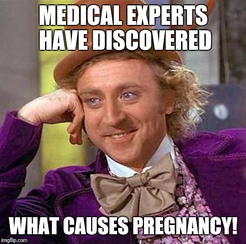 Creepy Condescending Wonka Meme | MEDICAL EXPERTS HAVE DISCOVERED WHAT CAUSES PREGNANCY! | image tagged in memes,creepy condescending wonka | made w/ Imgflip meme maker