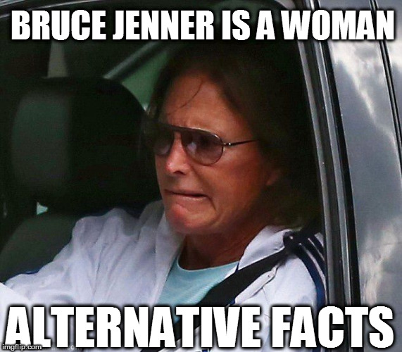 Alternative Facts | BRUCE JENNER IS A WOMAN; ALTERNATIVE FACTS | image tagged in bruce jenner,kellyanne conway alternative facts,god emperor trump,so true memes | made w/ Imgflip meme maker