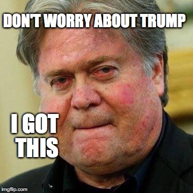That's reassuring | DON'T WORRY ABOUT TRUMP; I GOT THIS | image tagged in steve bannon,trump,bobcrespodotcom,i got this | made w/ Imgflip meme maker