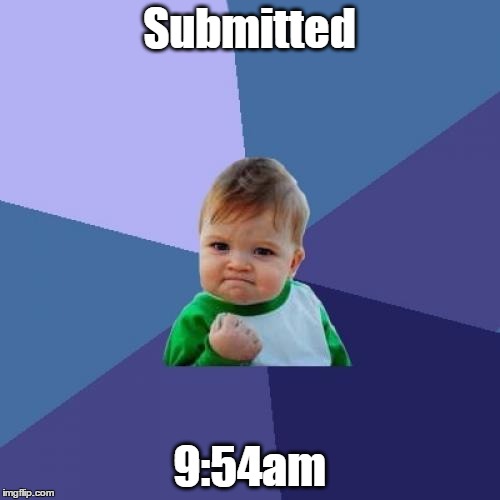 Success Kid Meme | Submitted 9:54am | image tagged in memes,success kid | made w/ Imgflip meme maker