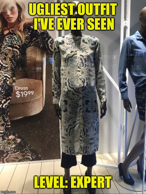 UGLIEST OUTFIT I'VE EVER SEEN; LEVEL: EXPERT | image tagged in mannequin | made w/ Imgflip meme maker