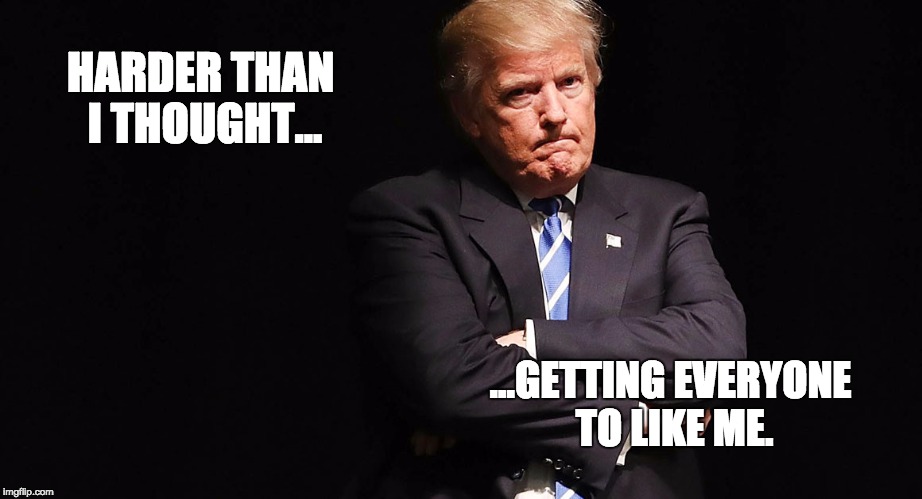 Frustrated 45 | HARDER THAN I THOUGHT... …GETTING EVERYONE TO LIKE ME. | image tagged in trump,memes,donald trump | made w/ Imgflip meme maker
