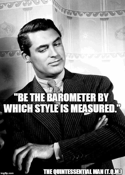 "BE THE BAROMETER BY WHICH STYLE IS MEASURED."; THE QUINTESSENTIAL MAN (T.Q.M.) | made w/ Imgflip meme maker