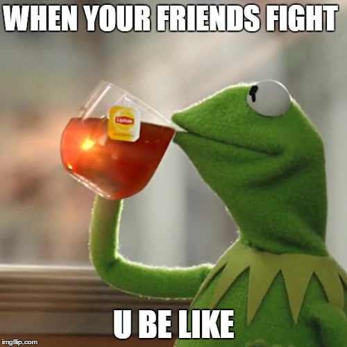 But That's None Of My Business | WHEN YOUR FRIENDS FIGHT; U BE LIKE | image tagged in memes,but thats none of my business,kermit the frog | made w/ Imgflip meme maker