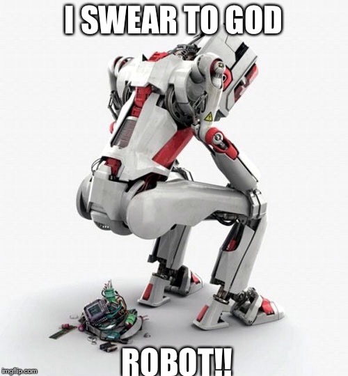 I swear to god, robot! | I SWEAR TO GOD; ROBOT!! | image tagged in robot,memes | made w/ Imgflip meme maker