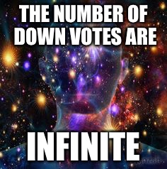 When you make a meme | THE NUMBER OF DOWN VOTES ARE; INFINITE | image tagged in expanse,funny,memes,downvote,animals | made w/ Imgflip meme maker
