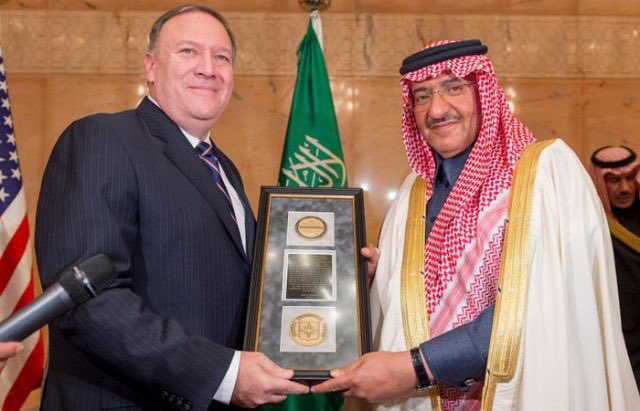 Saudi prince nafiz saud pompeo cia award terrorism Blank Meme Template