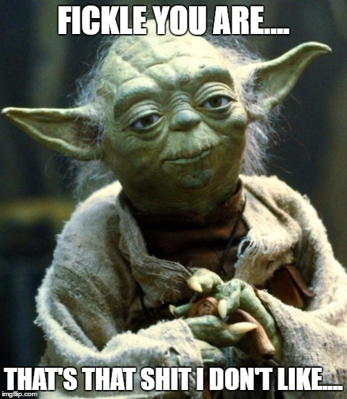 Star Wars Yoda Meme | FICKLE YOU ARE.... THAT'S THAT SHIT I DON'T LIKE.... | image tagged in memes,star wars yoda | made w/ Imgflip meme maker