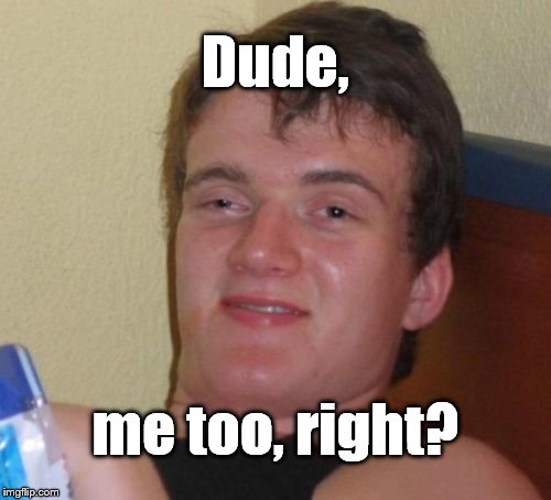 10 Guy Meme | Dude, me too, right? | image tagged in memes,10 guy | made w/ Imgflip meme maker