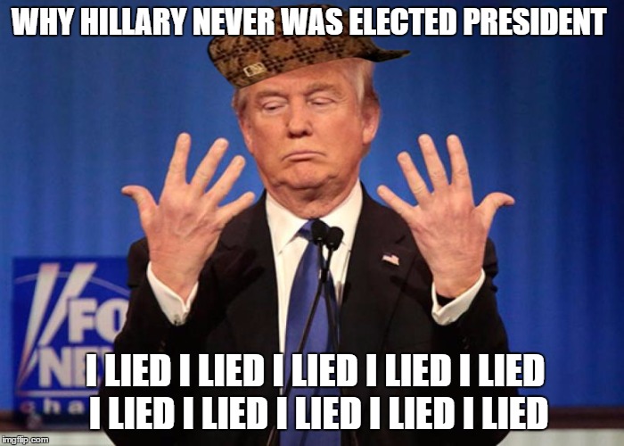 Trump can count. | WHY HILLARY NEVER WAS ELECTED PRESIDENT; I LIED I LIED I LIED I LIED I LIED I LIED I LIED I LIED I LIED I LIED | image tagged in trump can count,scumbag | made w/ Imgflip meme maker