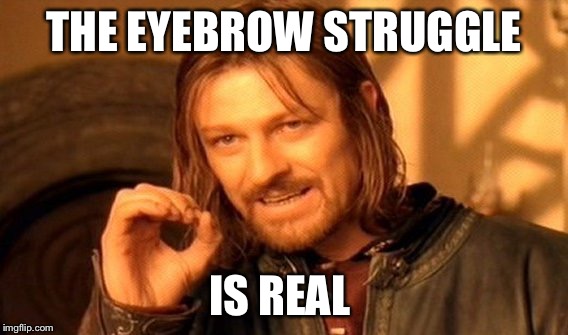 One Does Not Simply | THE EYEBROW STRUGGLE; IS REAL | image tagged in memes,one does not simply | made w/ Imgflip meme maker