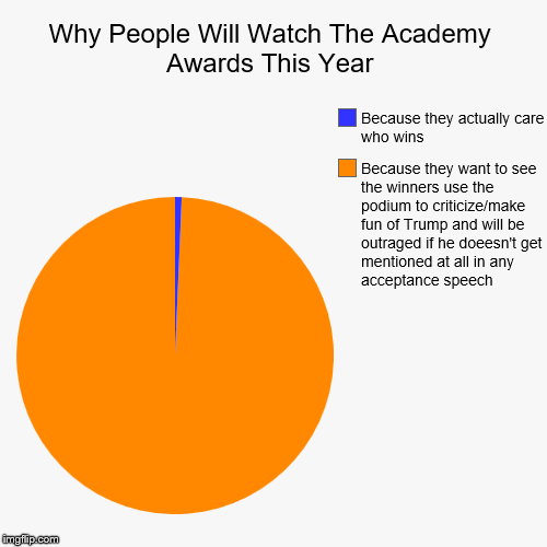And Imagine The Outrage If An Oscar Winner Actually Supports Trump! | image tagged in funny,pie charts,donald trump,academy awards,oscars | made w/ Imgflip chart maker