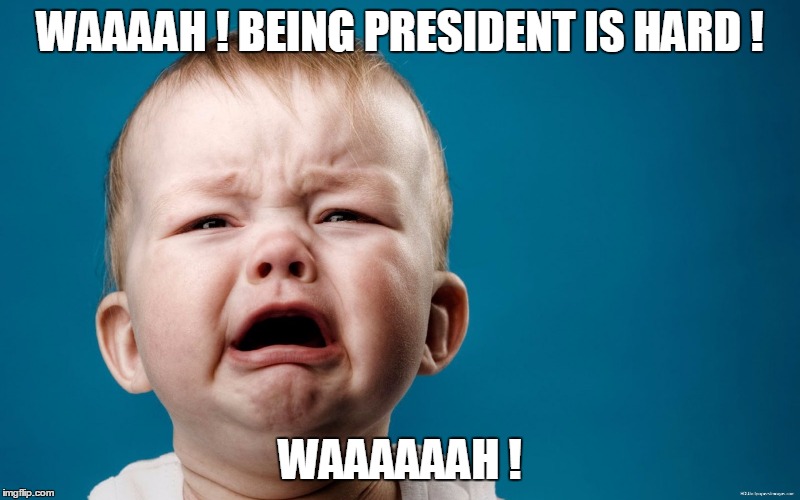 WAAAAH ! BEING PRESIDENT IS HARD ! WAAAAAAH ! | image tagged in politics | made w/ Imgflip meme maker