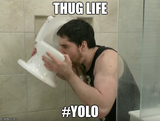Pat drinks out of a toilet | THUG LIFE; #YOLO | image tagged in popular mmos,pat and jen | made w/ Imgflip meme maker