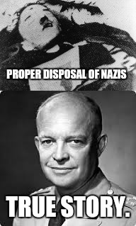 PROPER DISPOSAL OF NAZIS; TRUE STORY. | image tagged in memes,dead hitler,eisenhower,true story,alt right | made w/ Imgflip meme maker