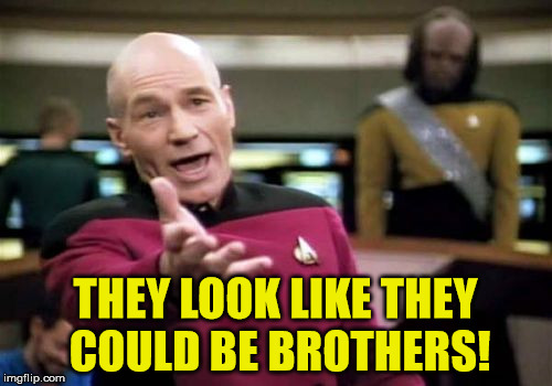 Picard Wtf Meme | THEY LOOK LIKE THEY COULD BE BROTHERS! | image tagged in memes,picard wtf | made w/ Imgflip meme maker