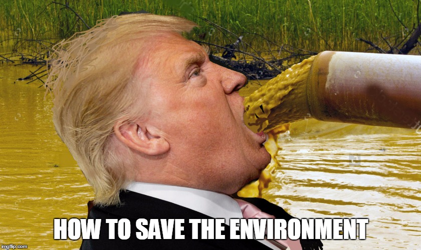 Trump dirty water | HOW TO SAVE THE ENVIRONMENT | image tagged in trumpdirtywater,trumpenvironment,notmypresident | made w/ Imgflip meme maker