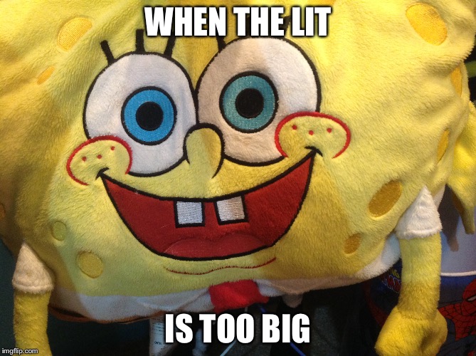 Lit Spongebob | WHEN THE LIT; IS TOO BIG | image tagged in memes | made w/ Imgflip meme maker