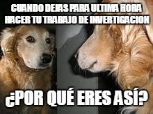 Por qué eres así? | CUANDO DEJAS PARA ULTIMA HORA HACER TU TRABAJO DE INVERTIGACION; ¿POR QUÉ ERES ASÍ? | image tagged in por qu eres as | made w/ Imgflip meme maker