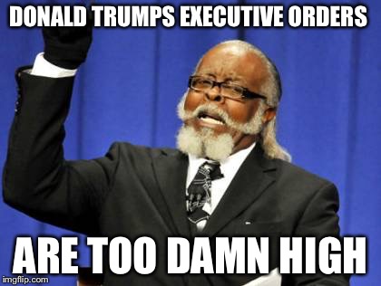 Too Damn High | DONALD TRUMPS EXECUTIVE ORDERS; ARE TOO DAMN HIGH | image tagged in memes,too damn high | made w/ Imgflip meme maker